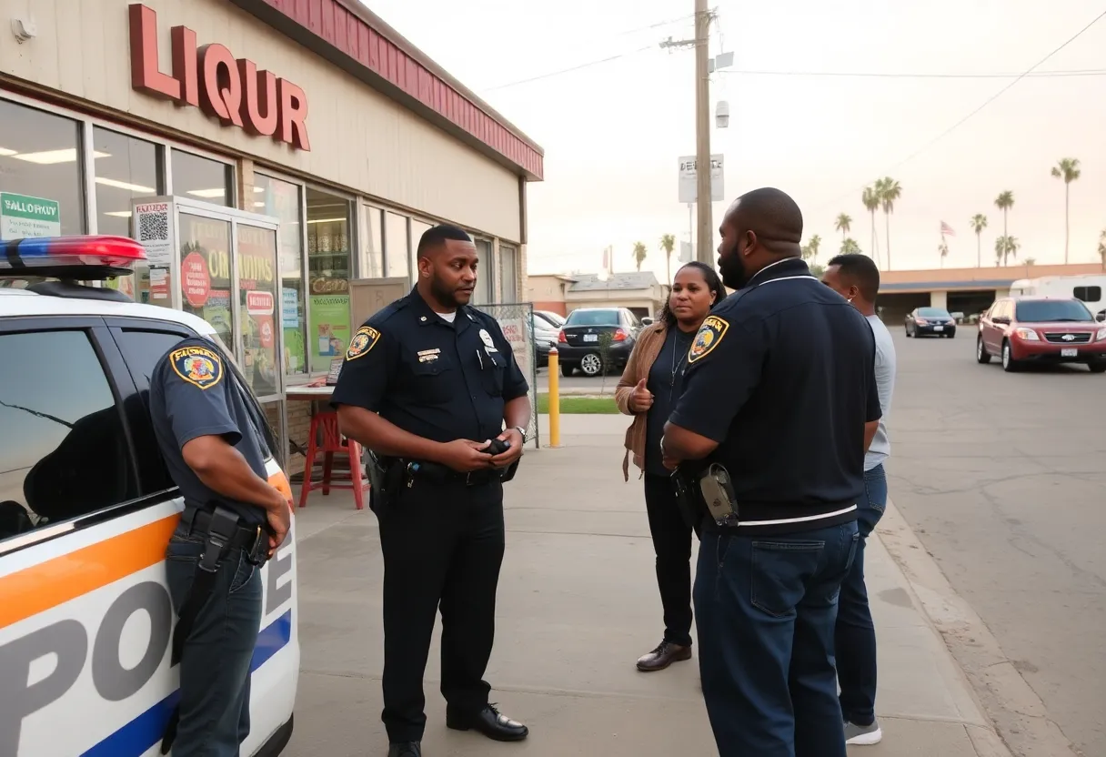 San Diego police car outside a liquor store