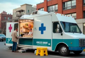 Mobile clinic providing healthcare services to homeless individuals