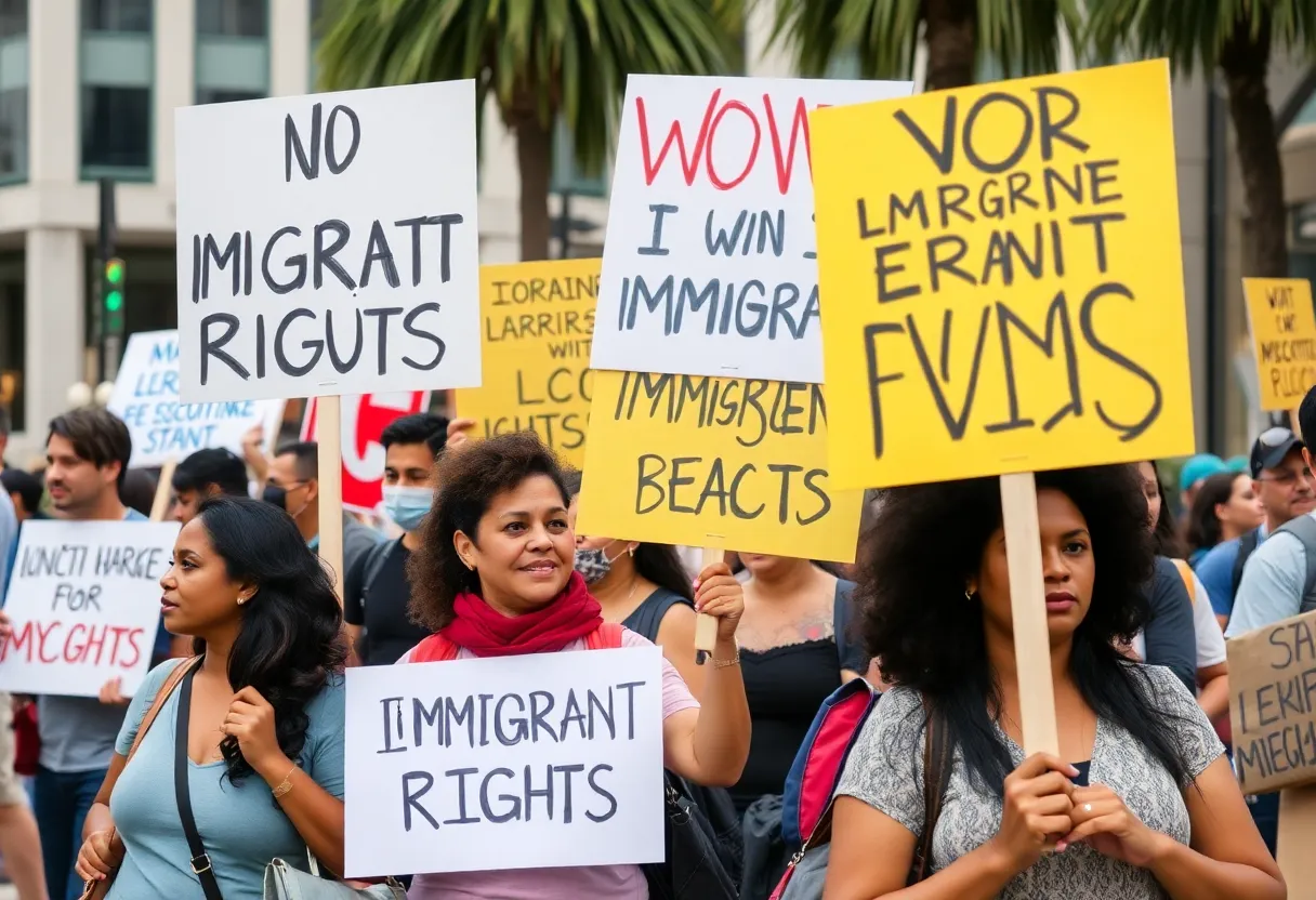 Community members protest against ICE shooting in San Diego