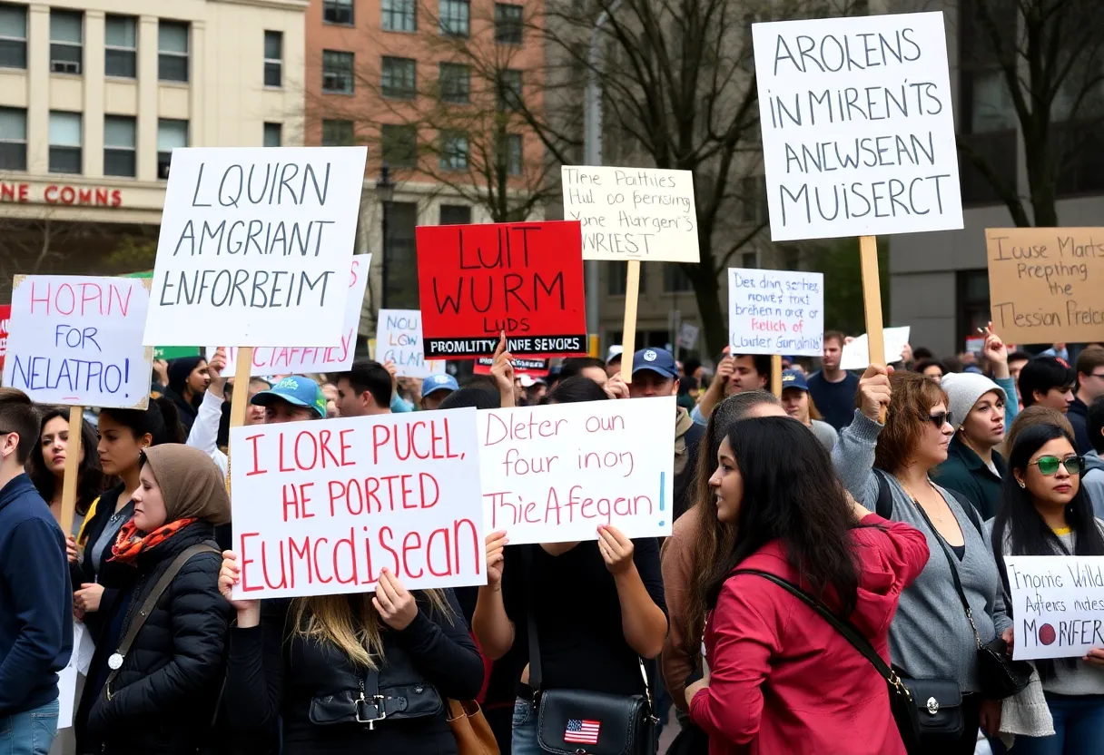 Activists protesting against immigration enforcement in San Diego