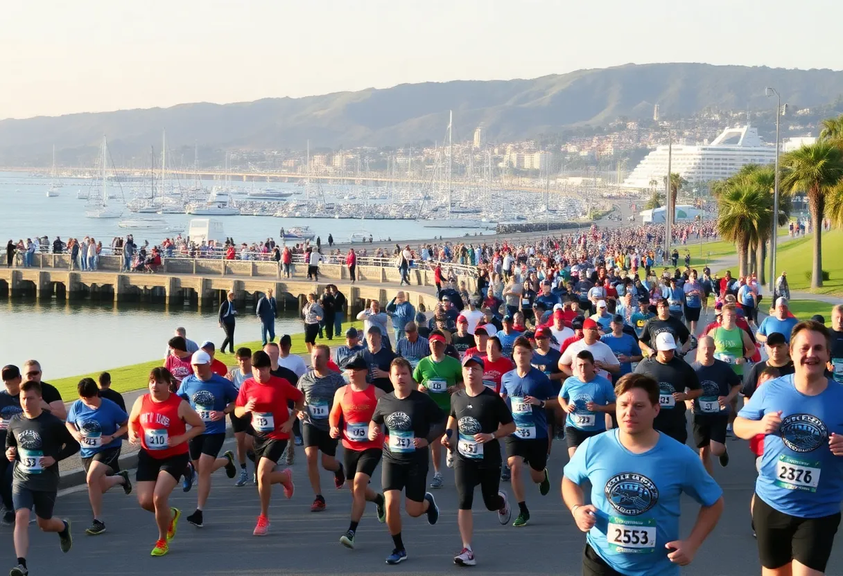 Runners participating in the San Diego Resolution Run at Mission Bay Park.