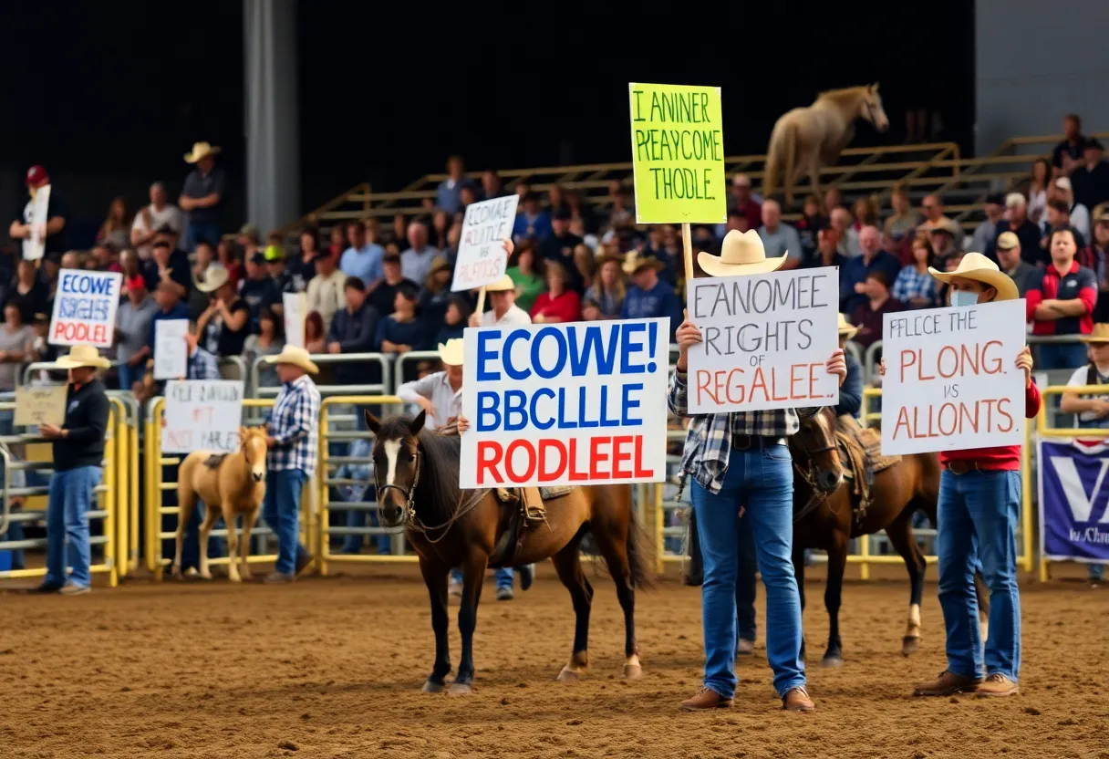 Protesters at San Diego Rodeo advocating for animal rights