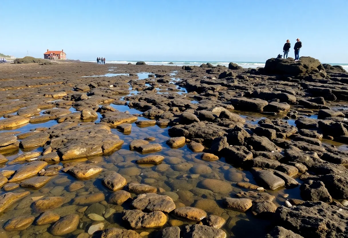 Visitors observing the beautiful tide pools in San Diego
