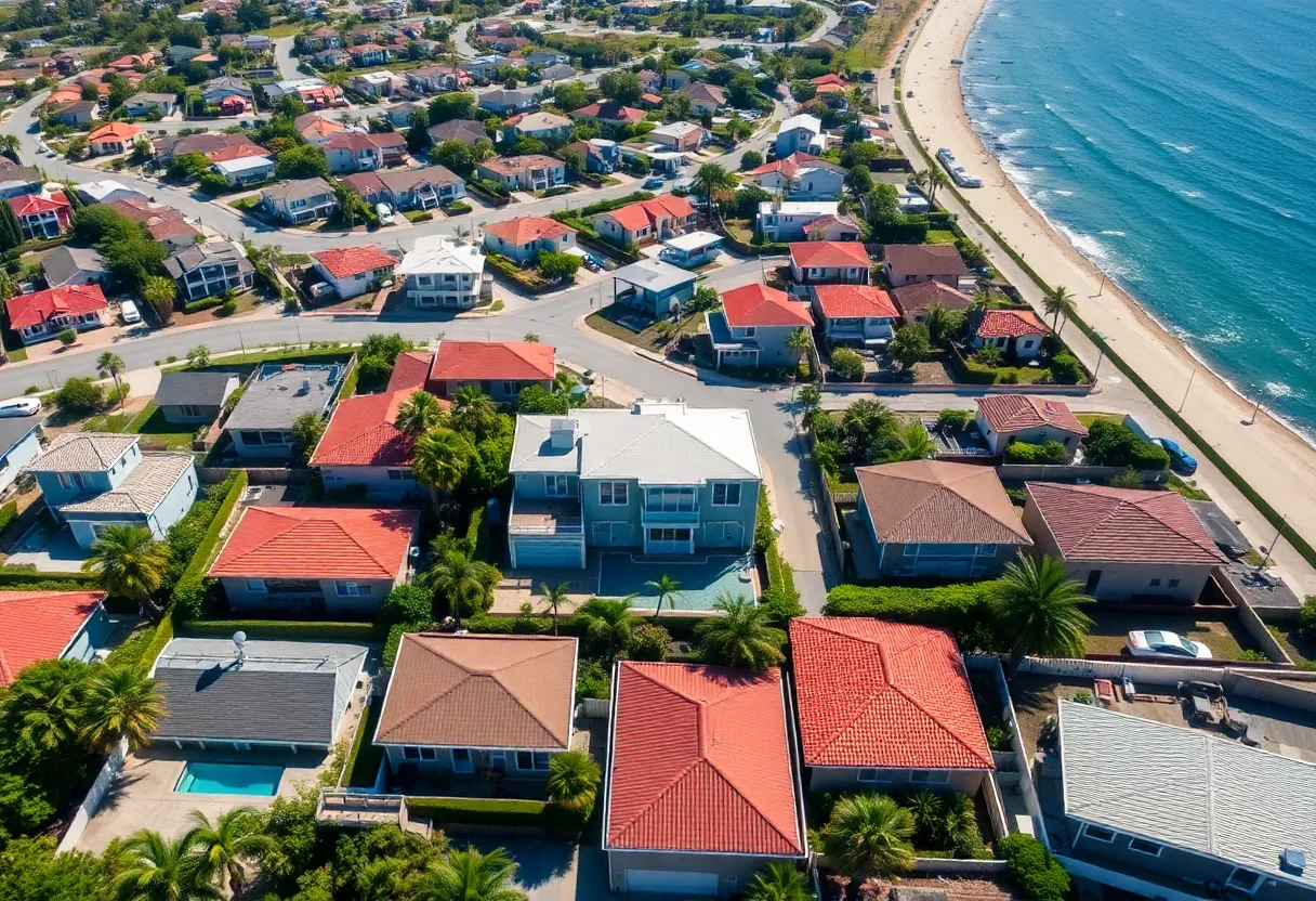 Aerial view of vacation homes in San Diego