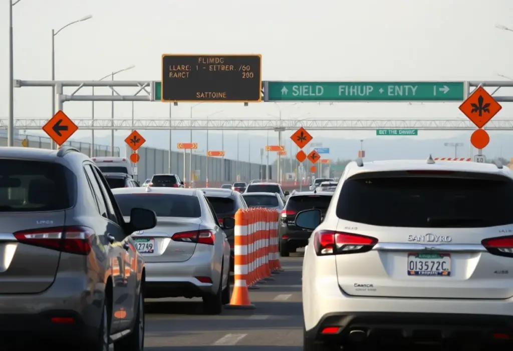 Traffic at San Ysidro Land Port of Entry during construction