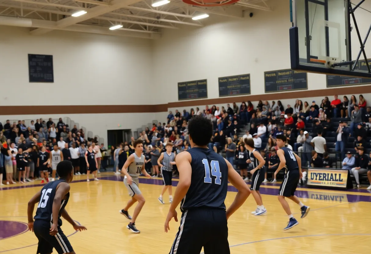 Santa Fe Christian basketball team playing against St. Augustine