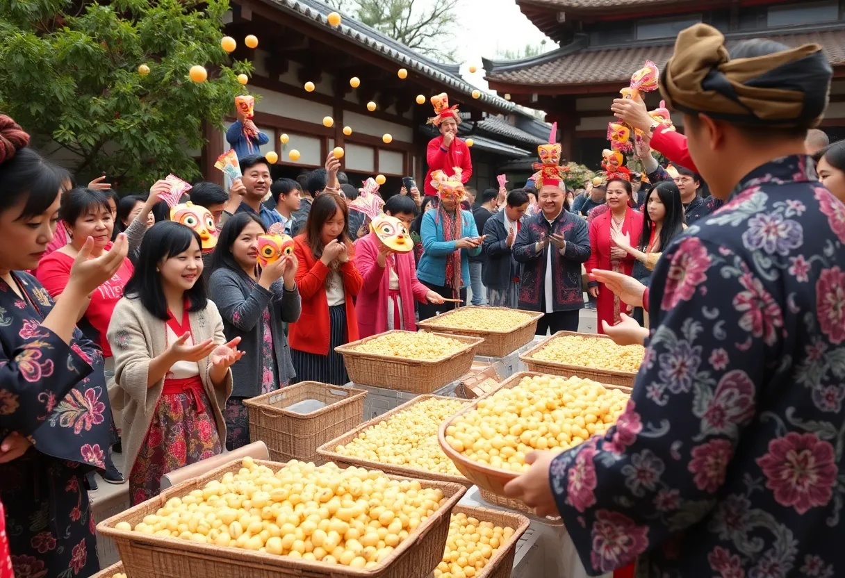 Participants enjoying the Setsubun celebration at the Japanese Friendship Garden in San Diego.