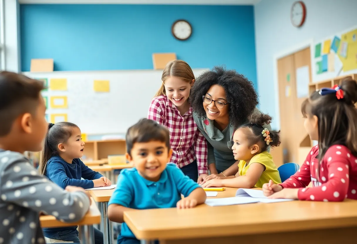Classroom with special needs students learning