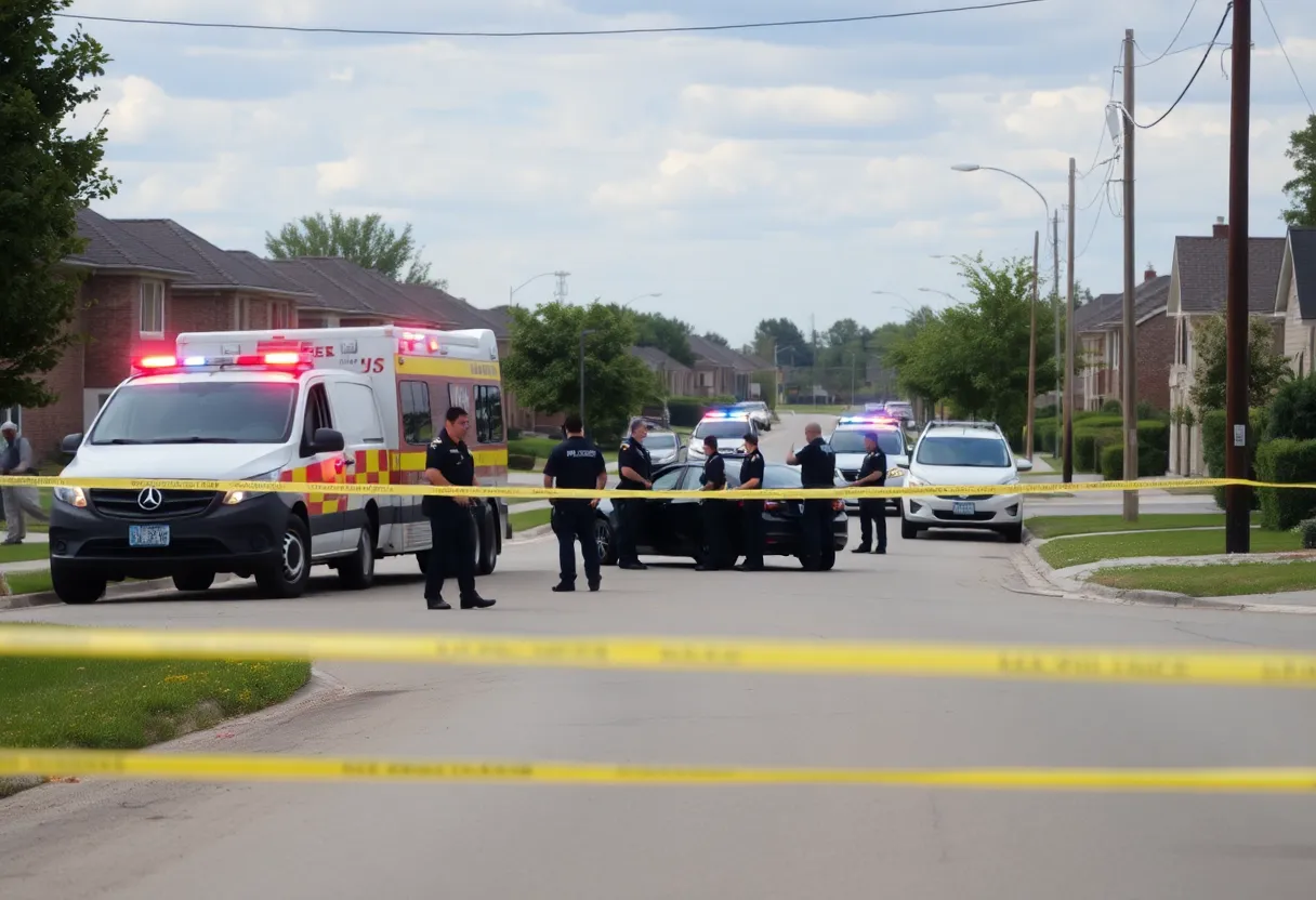 Police officers at a crime scene in Spring Valley, California
