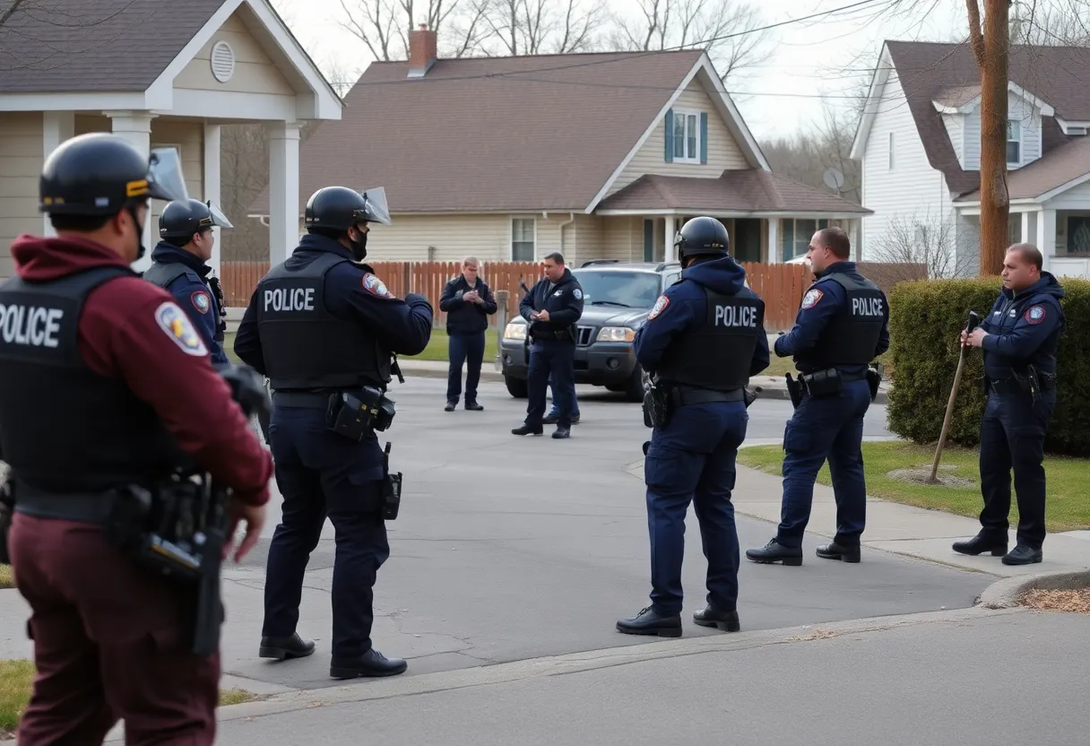 Law enforcement officers negotiating during a SWAT standoff in Spring Valley