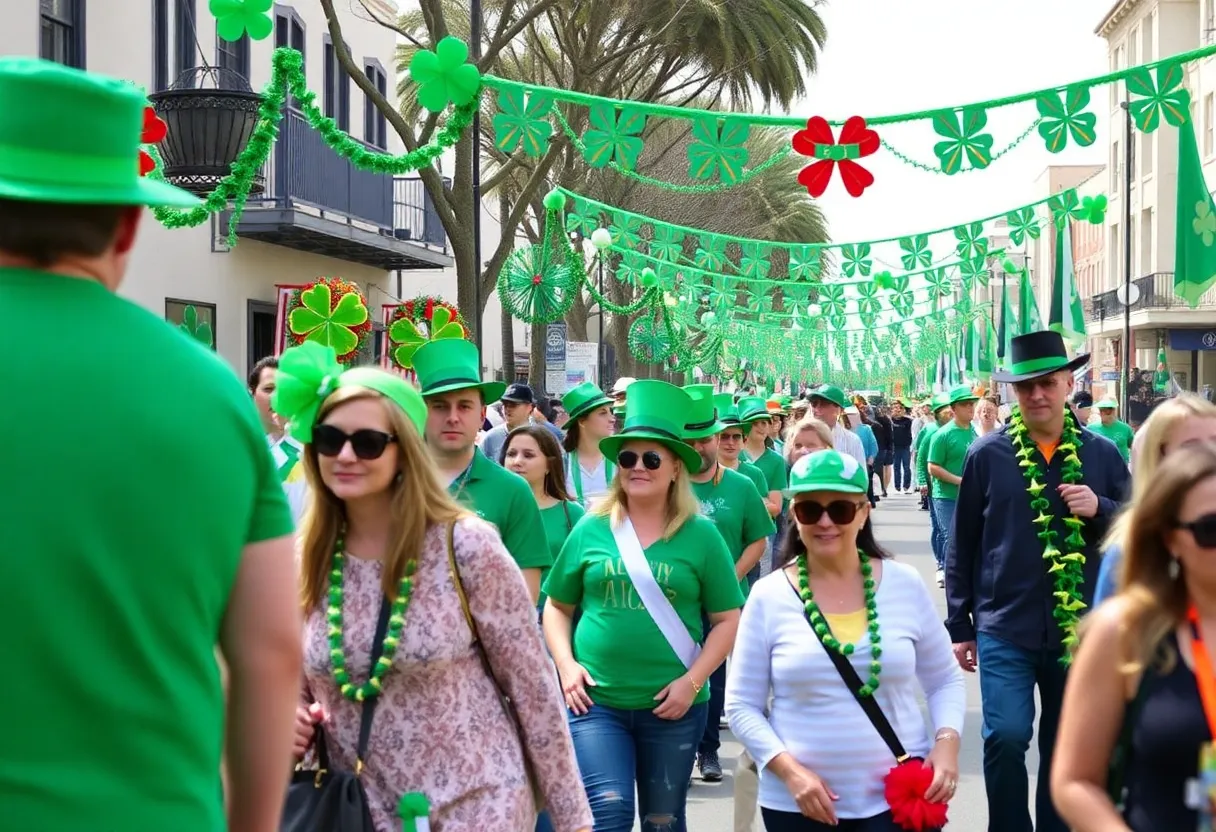 Crowd celebrating St. Patrick's Day in San Diego