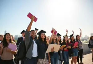 Students celebrating scholarship opportunities in San Diego.