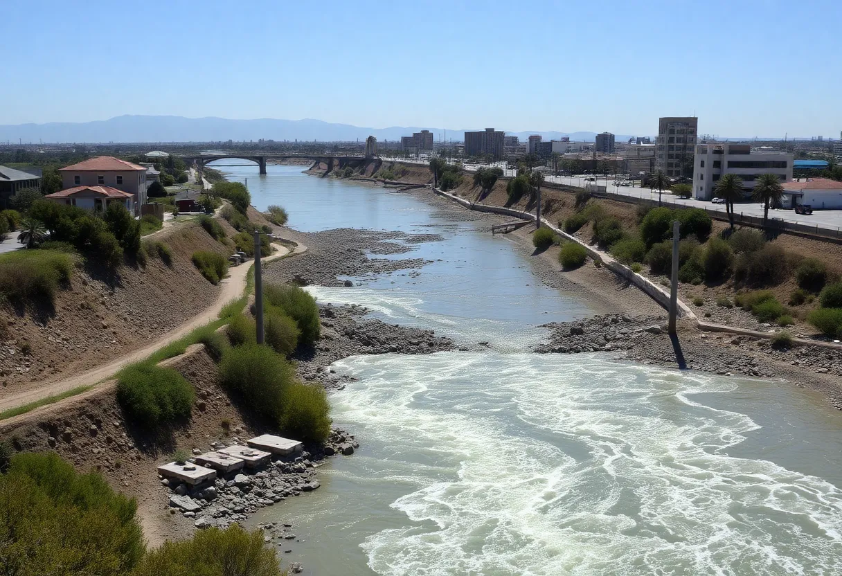Sewage discharging into the Tijuana River