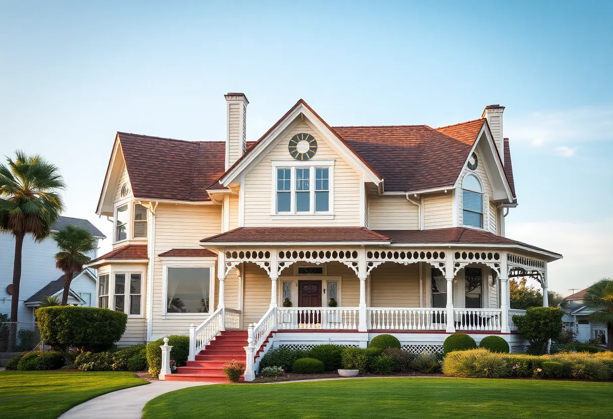The iconic Top Gun house in Oceanside, California, showcasing its Victorian style.