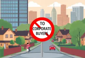 Illustration representing housing market and ban on corporate buyers