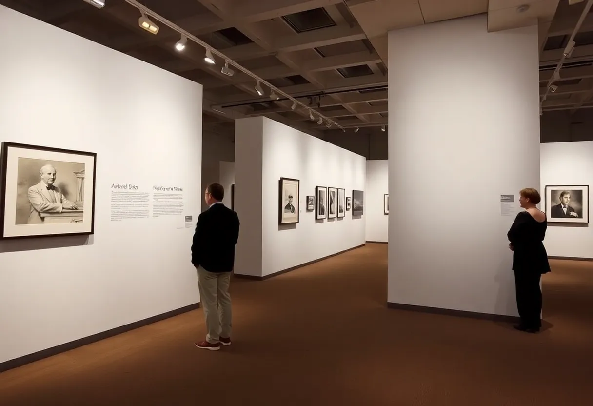 Trump portrait displayed in a minimalist setting at the National Portrait Gallery.
