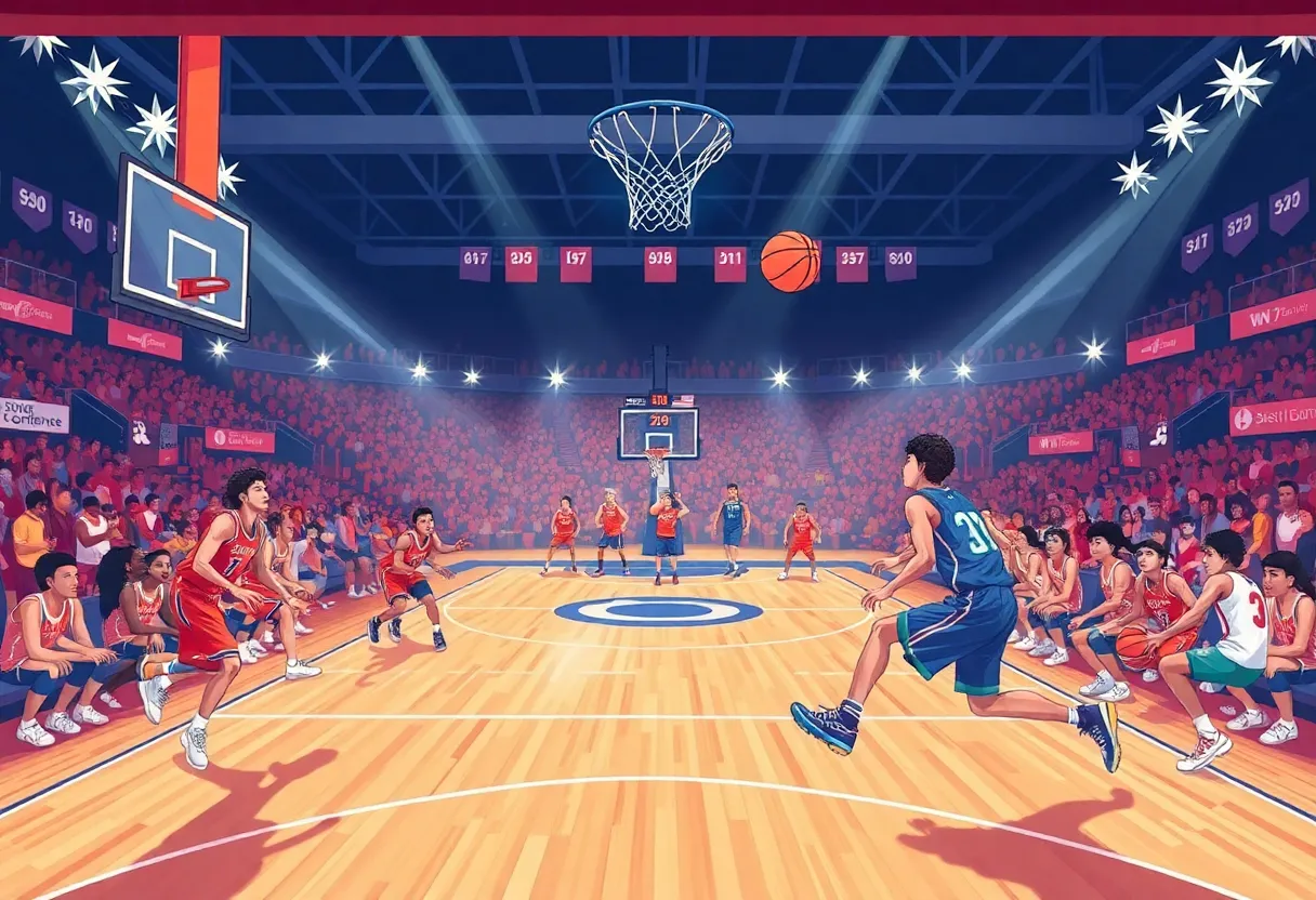 Basketball teams competing in a Big West Conference game