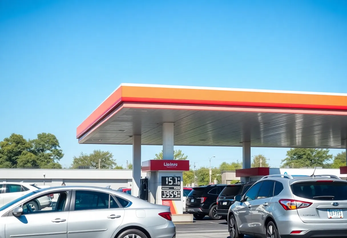 Gas station showing current average gas prices in the U.S.