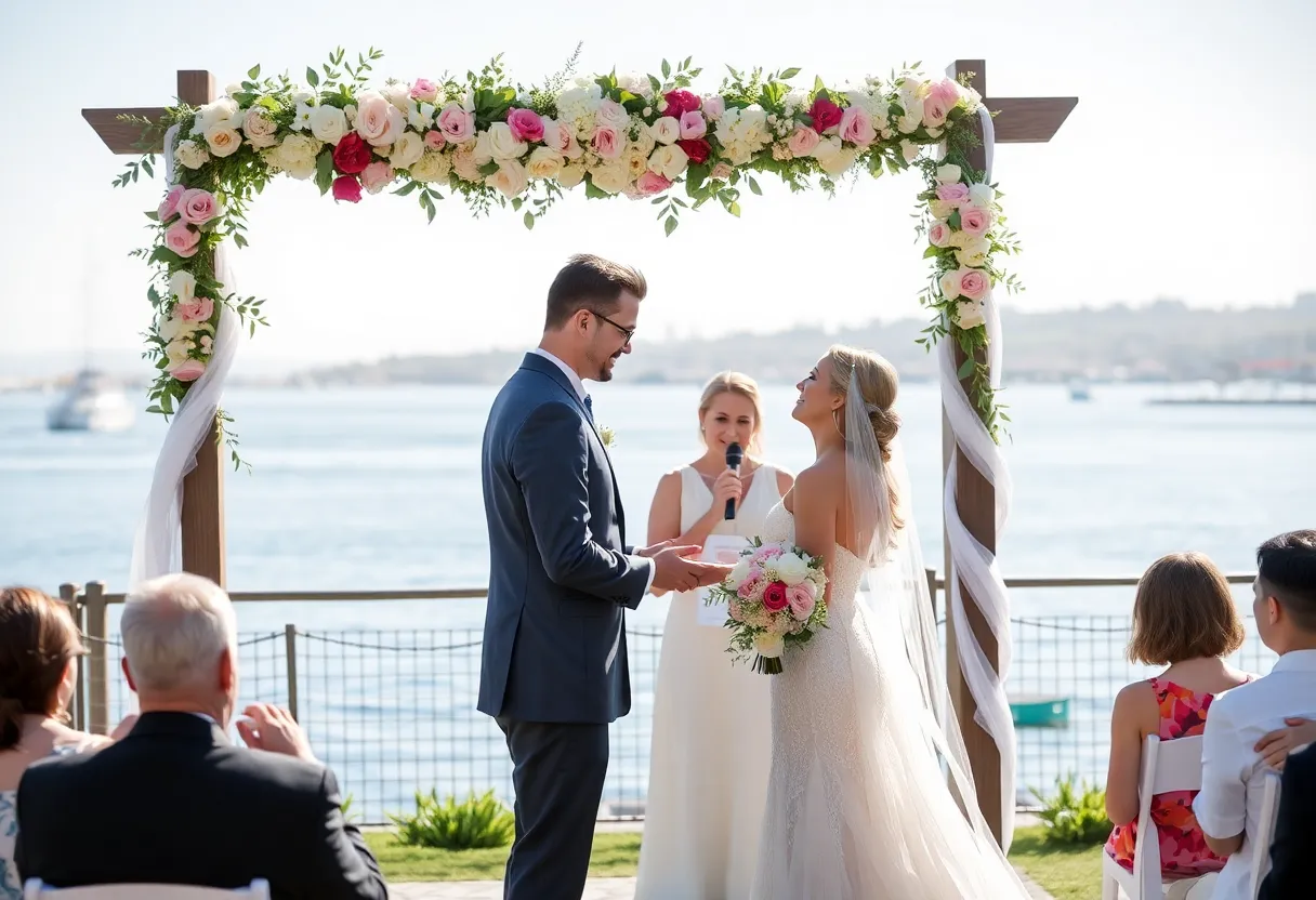 Couple exchanging vows in a San Diego wedding ceremony