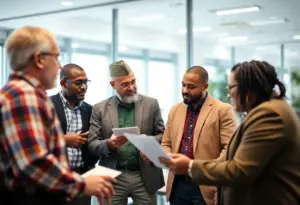 Veterans collaborating in a business meeting