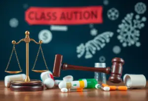 Conceptual image of a class action lawsuit in the pharmaceutical sector