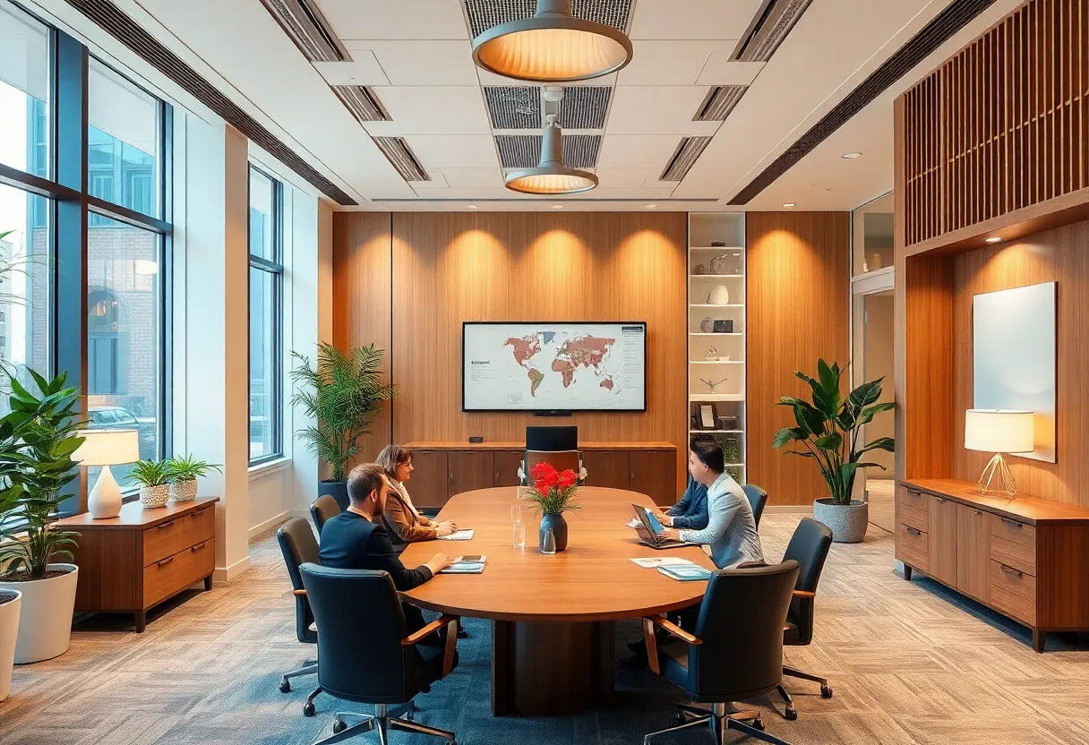 Corporate office representing leadership transition