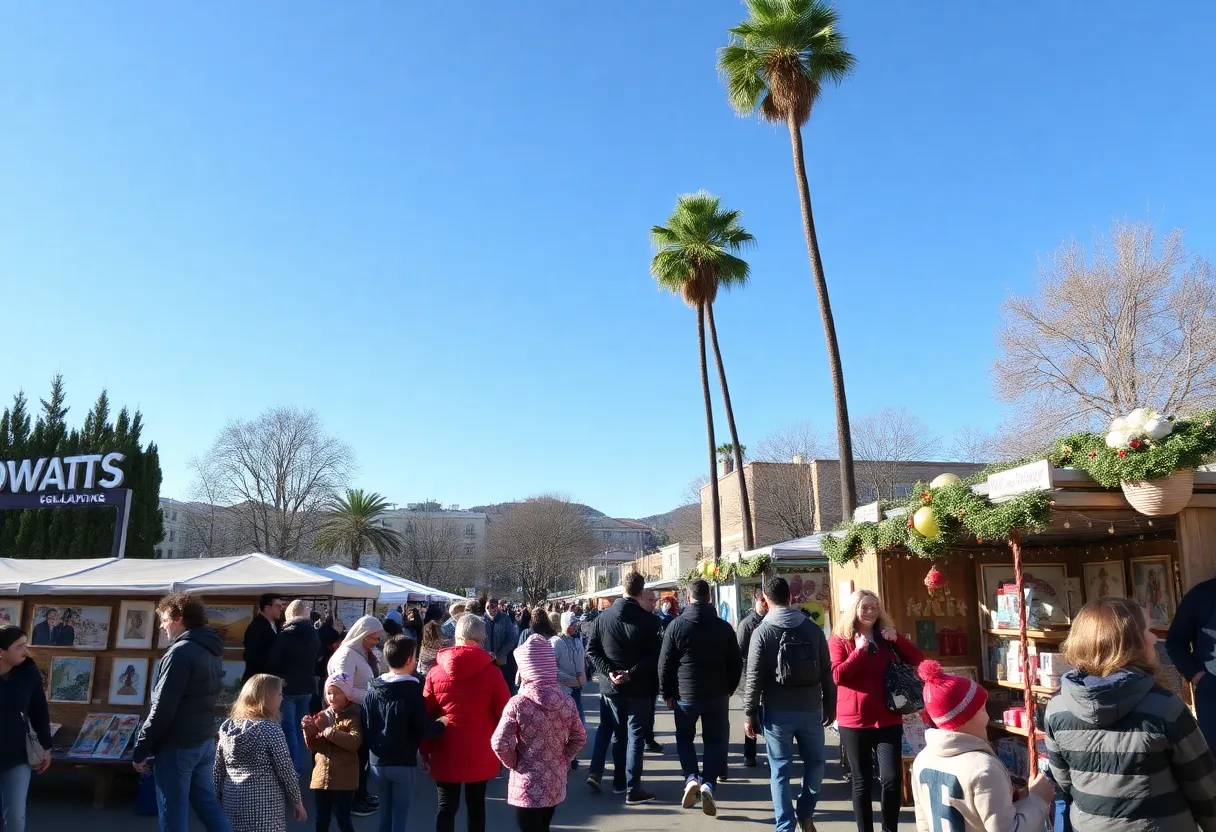 Families enjoying various winter events in Southern California.