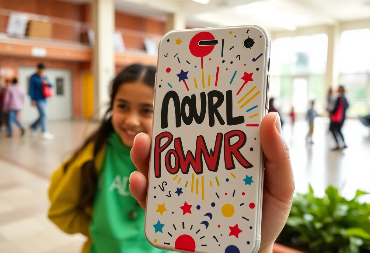 A colorful phone case design symbolizing creativity and youth empowerment.