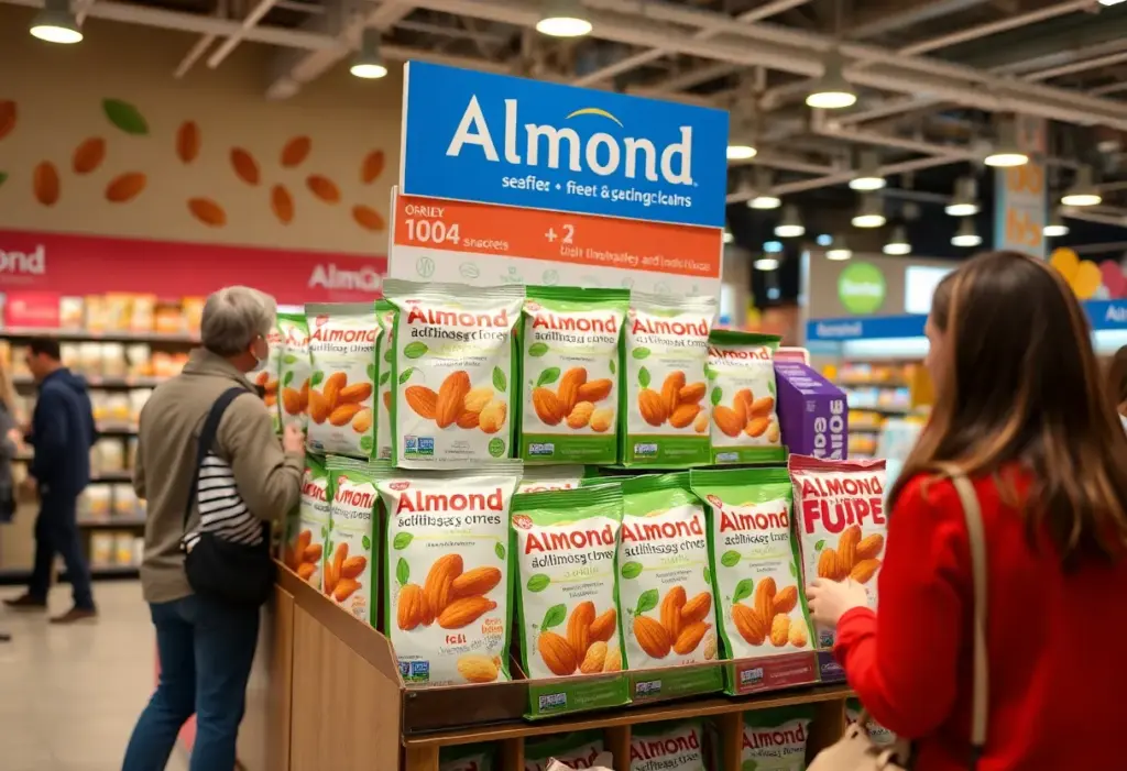 Display of AlmondRx almond snacks in Sprouts Farmers Market