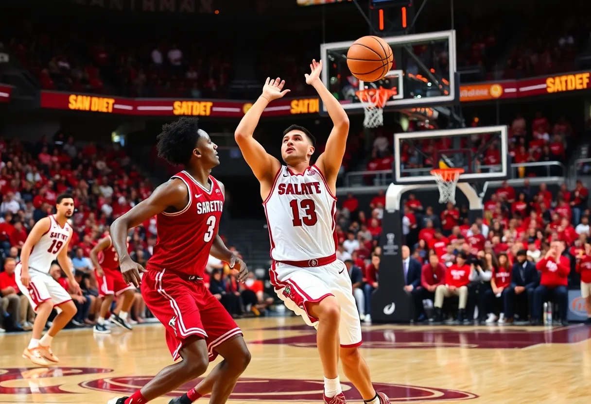 San Diego State Aztecs in a basketball game against Wyoming Cowboys