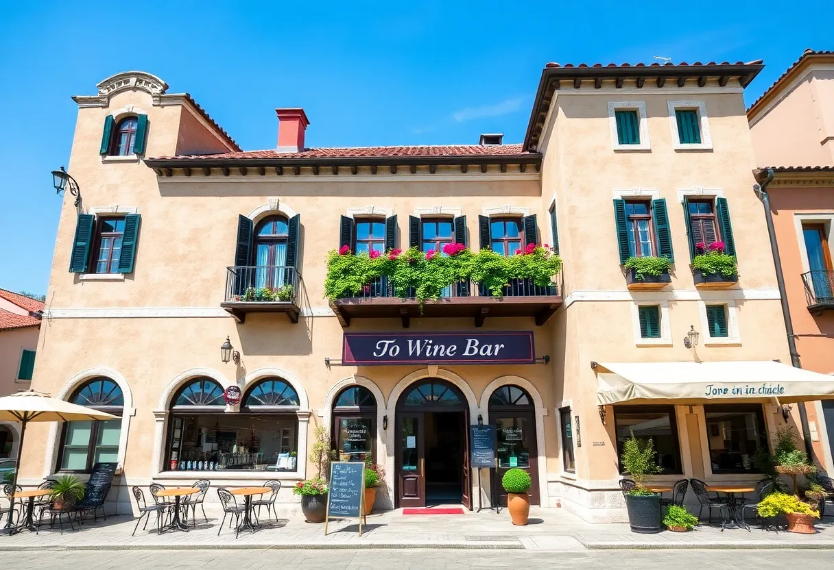 Exterior view of Bacari North Park, a Venetian-inspired wine bar