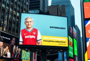 Billboard in Times Square criticizing Governor Newsom's record