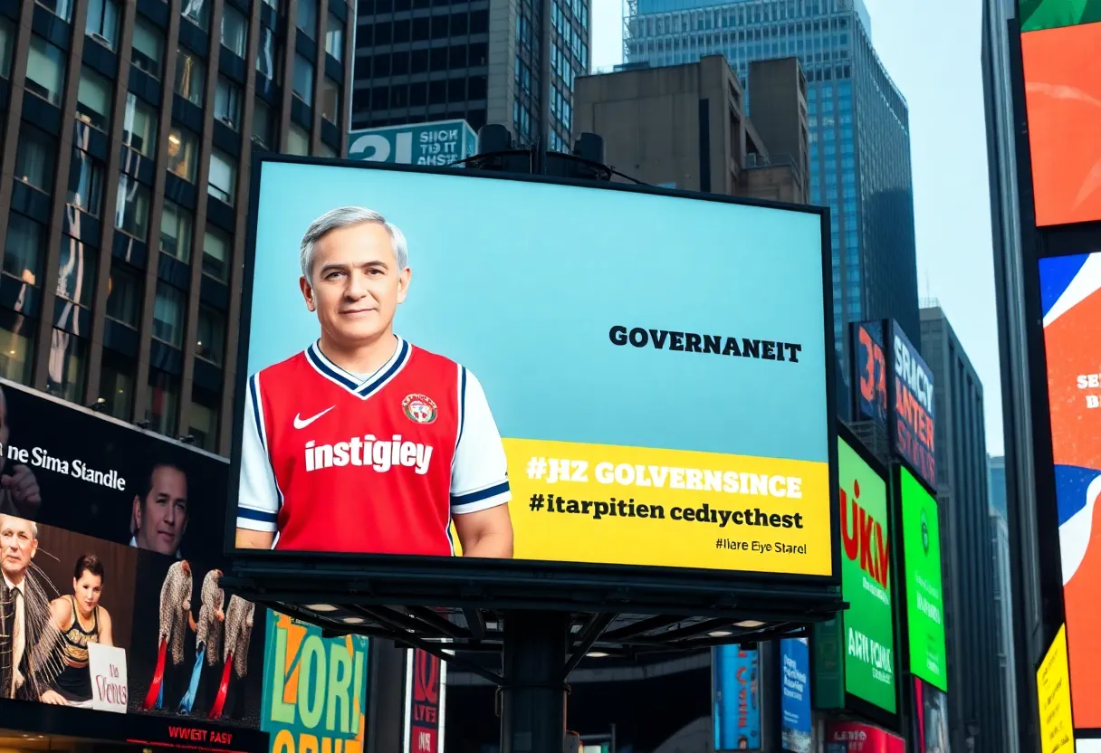 Billboard in Times Square criticizing Governor Newsom's record