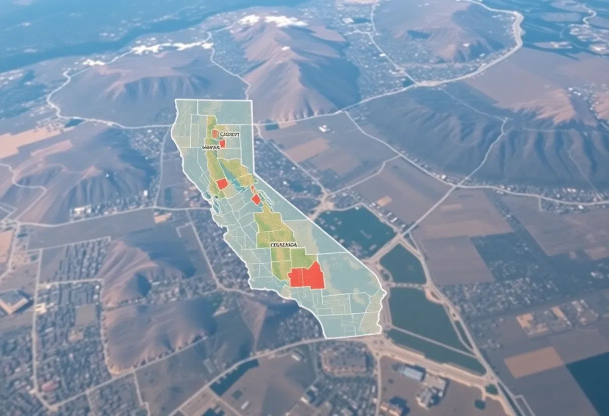 Illustration showing new congressional districts in California