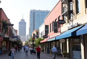 San Diego street with local businesses symbolizing economic growth.