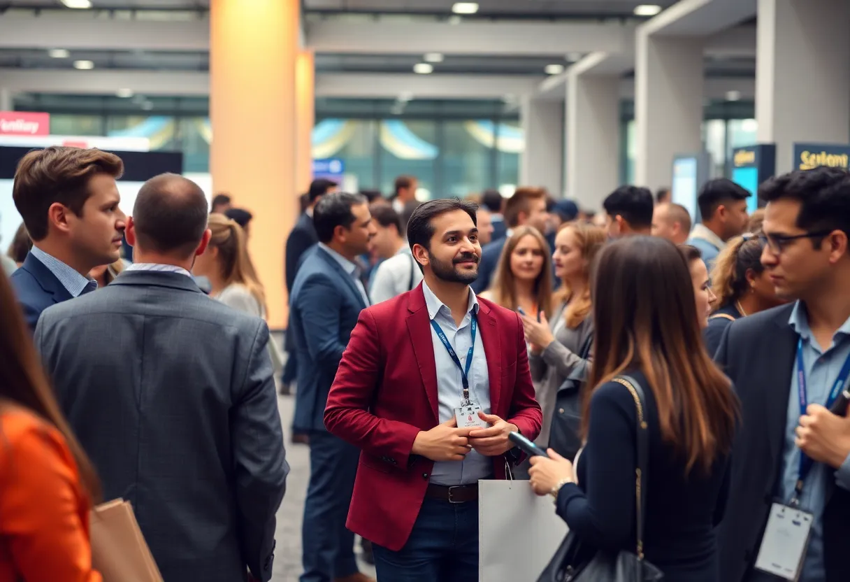 Business people networking at the California Economy Summit