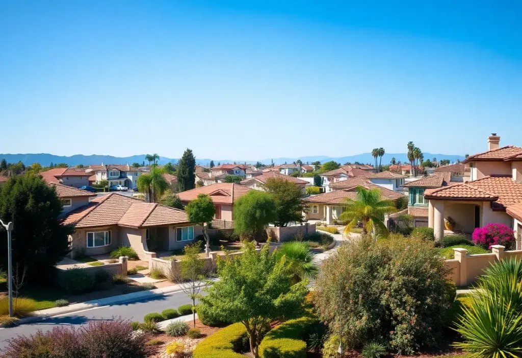 Beautiful California neighborhood showcasing varied architecture.
