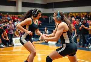Girls wrestling match at Canyon Hills High School