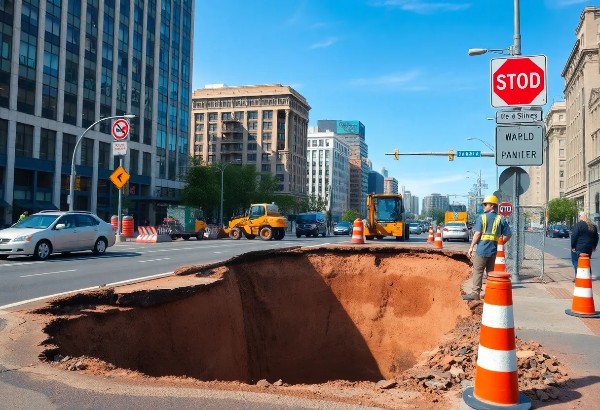 Large sinkhole on Carlsbad Village Drive