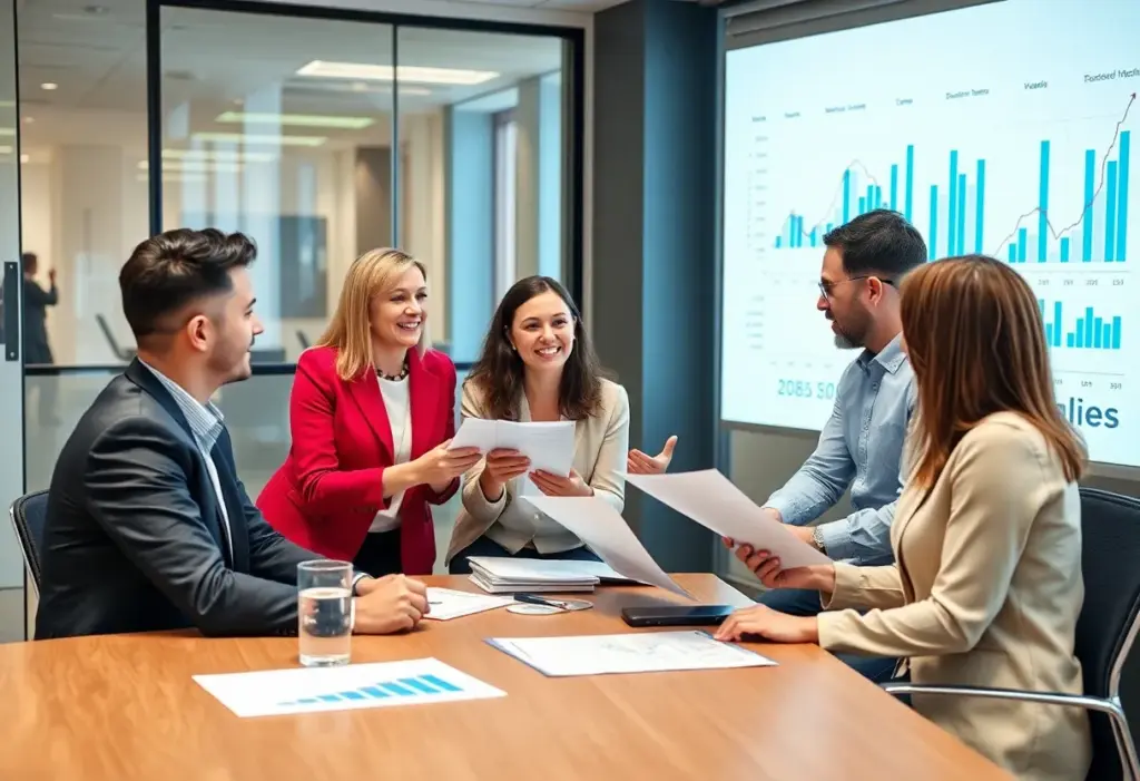 Financial advisory team meeting post acquisition