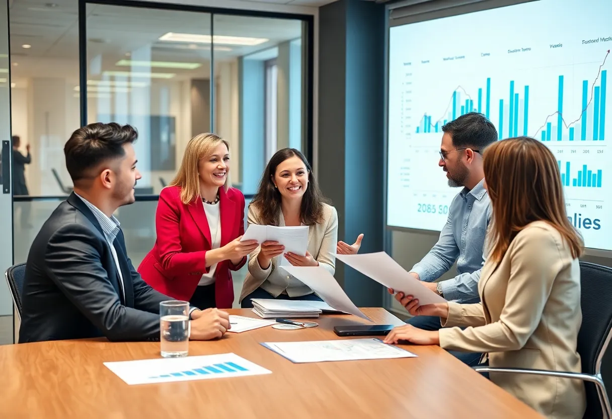 Financial advisory team meeting post acquisition