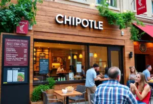 Chipotle restaurant with updated menu prices.