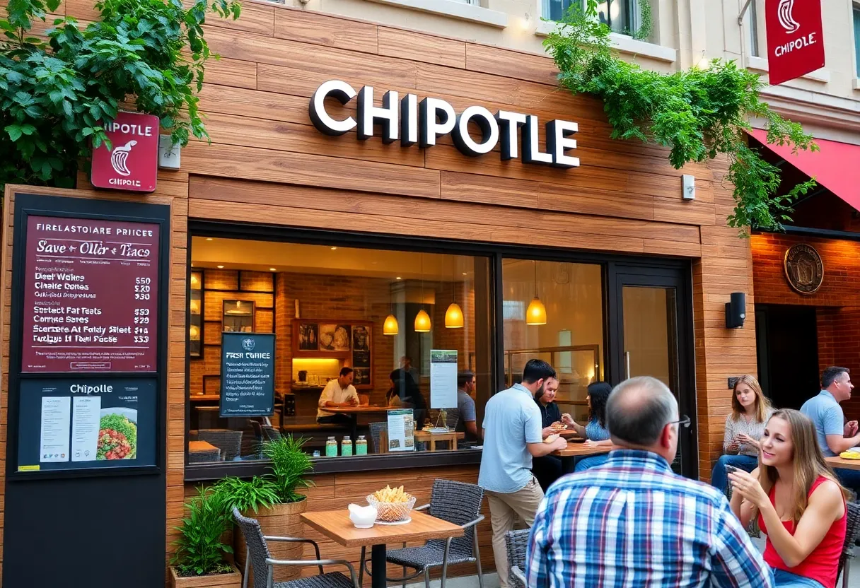 Chipotle restaurant with updated menu prices.