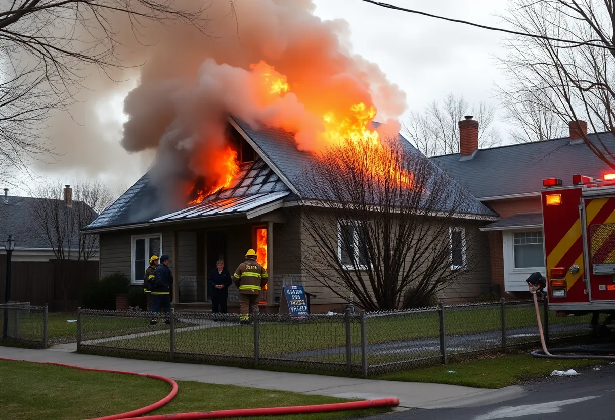 Firefighters combating a house fire in Chula Vista, CA