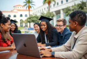 Graduate students engaged in online learning at Cal State Fullerton.