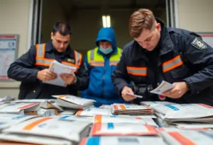 Law enforcement inspecting drug-laden mail packages in San Diego