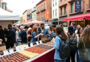 Participants enjoying the Escondido Chocolate Festival with chocolate samples and drinks