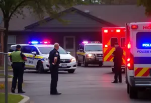 Emergency response at Escondido police shooting scene outside halfway house.