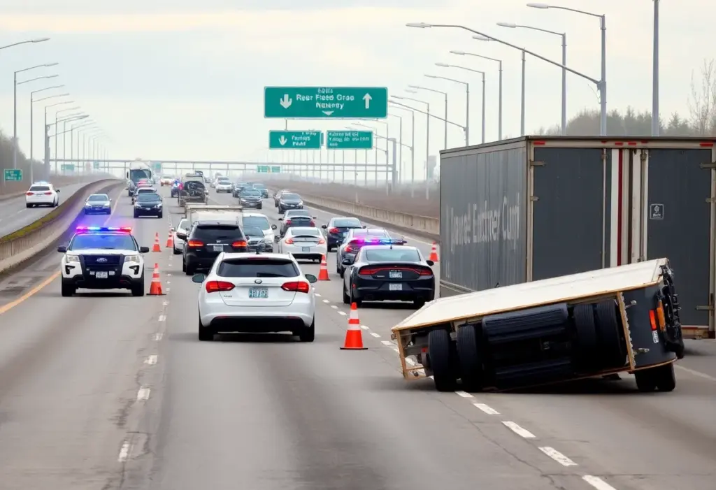 Emergency responders and traffic disruption on I-15 freeway