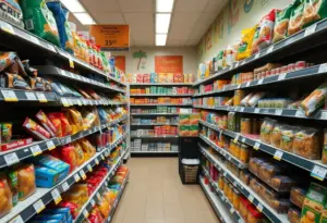 Display of grocery prices in a Honolulu supermarket